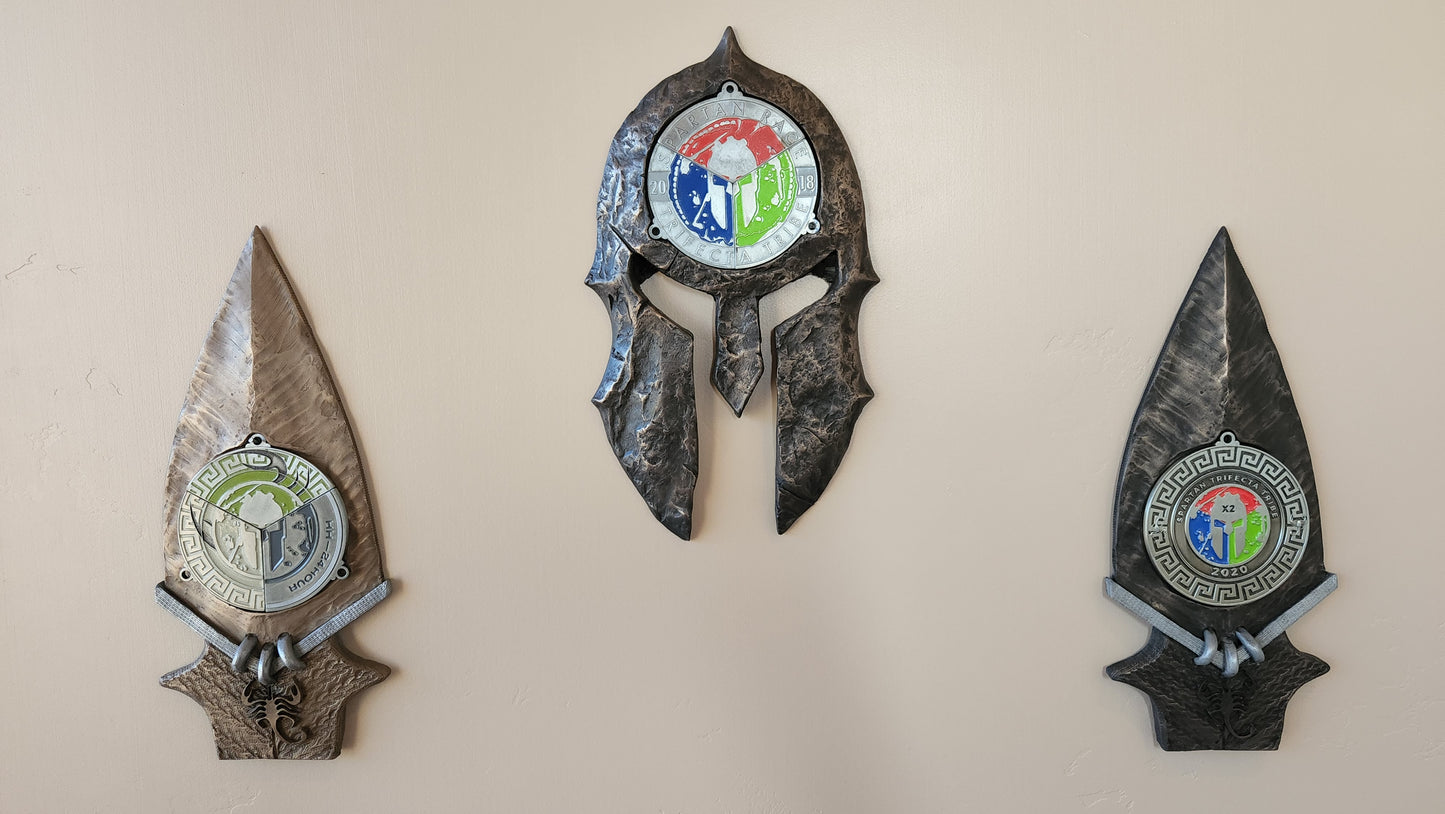 Spartan Helmet- OCR trifecta medal holder- wall hanging Medal display Finisher Medal