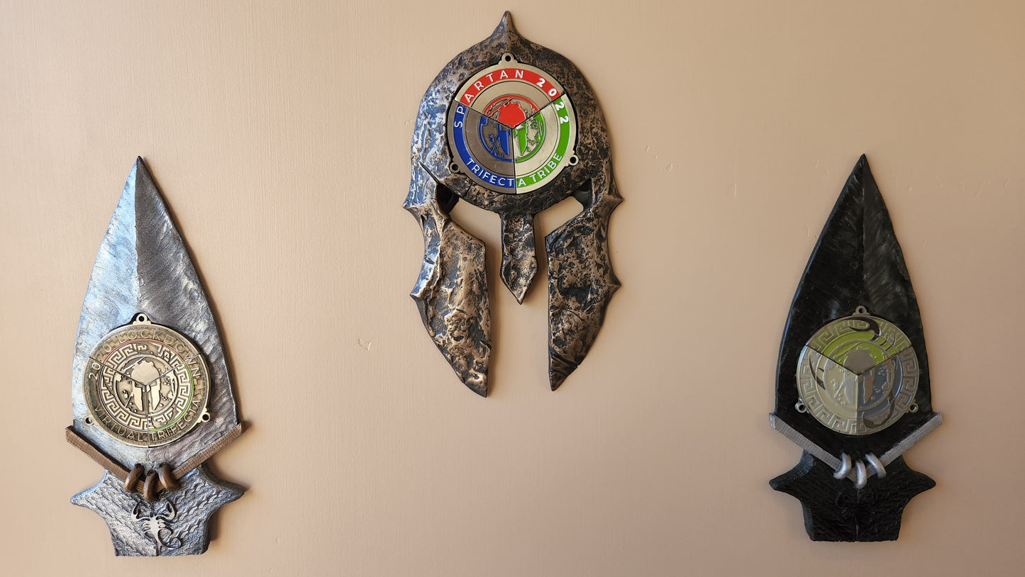 Spartan Helmet- OCR trifecta medal holder- wall hanging Medal display Finisher Medal