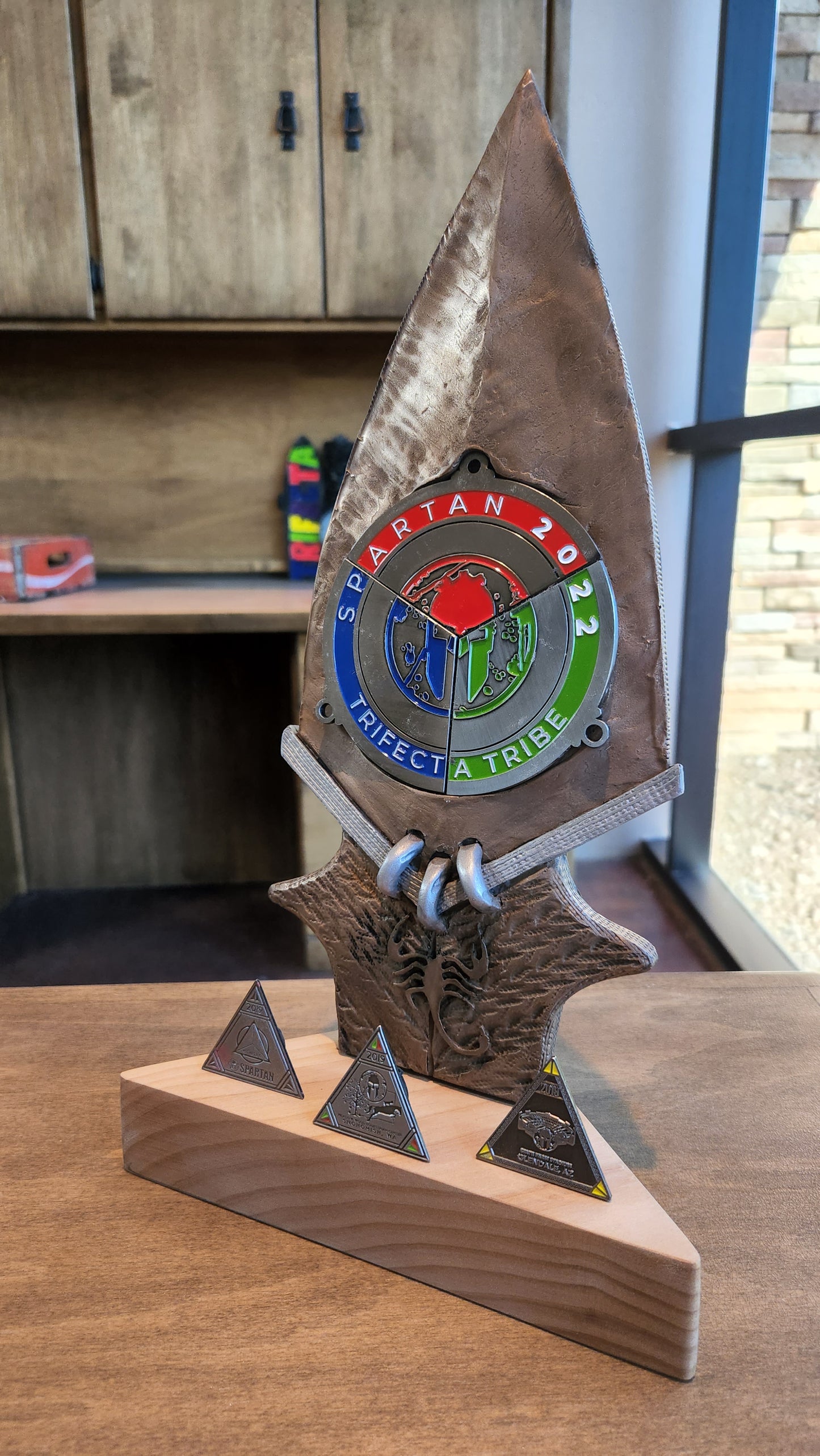 Spartan Race Trifecta Spear medal holder for Desk version Finisher medal OCR medal display DEKA FIT Spartan Trail Hurricane Heat