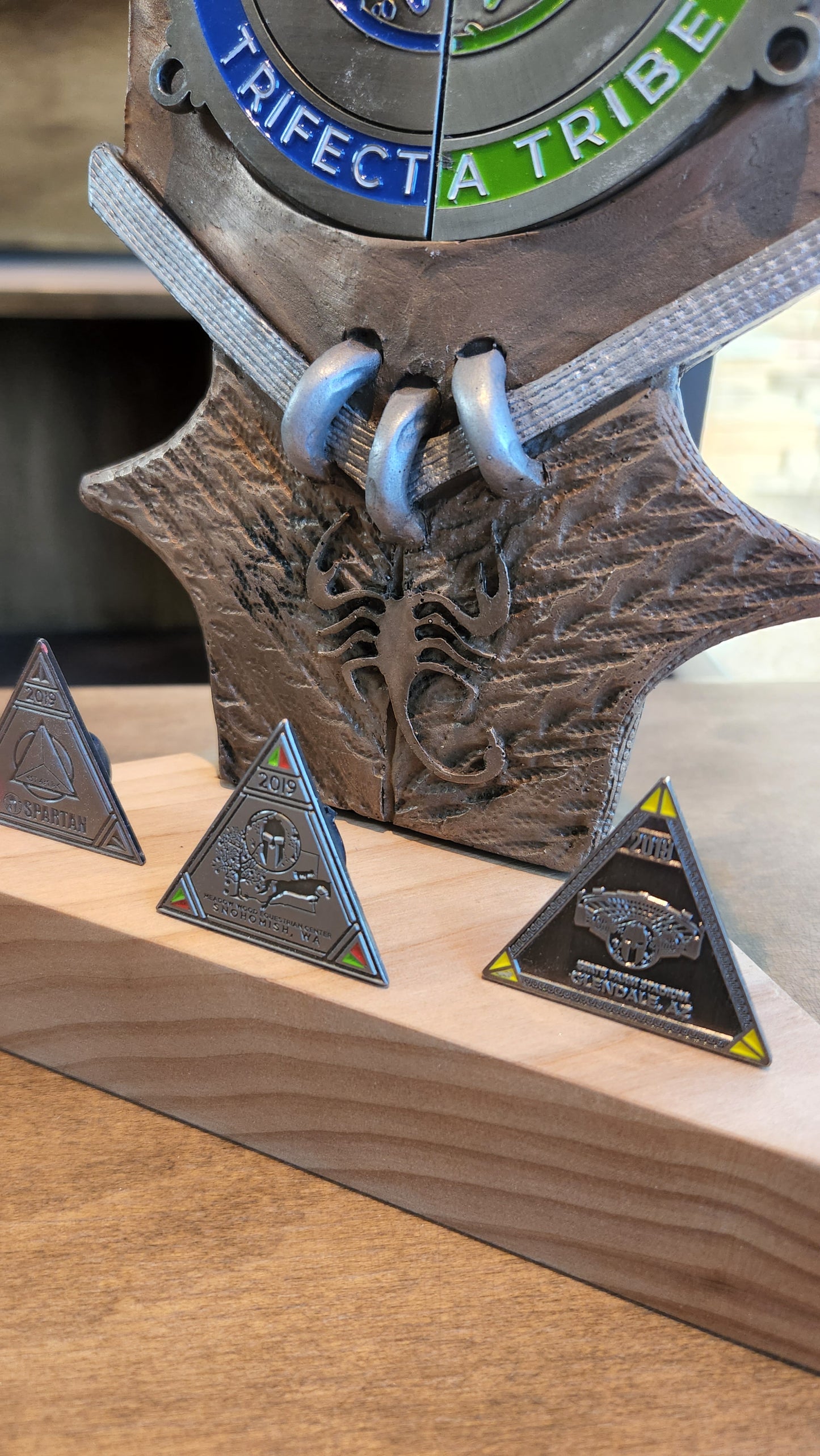 Spartan Race Trifecta Spear medal holder for Desk version Finisher medal OCR medal display DEKA FIT Spartan Trail Hurricane Heat