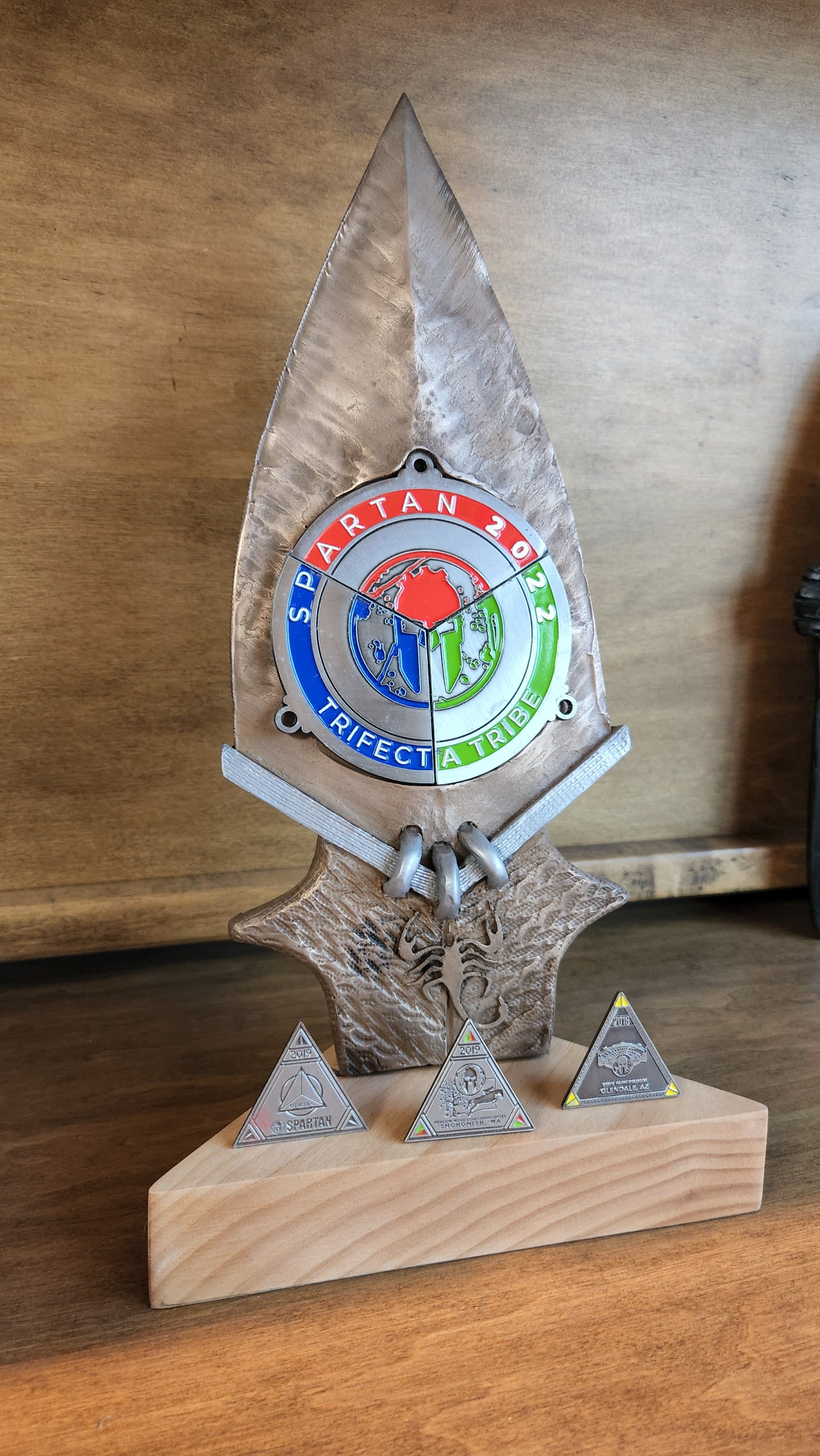 Spartan Race Trifecta Spear medal holder for Desk version Finisher medal OCR medal display DEKA FIT Spartan Trail Hurricane Heat