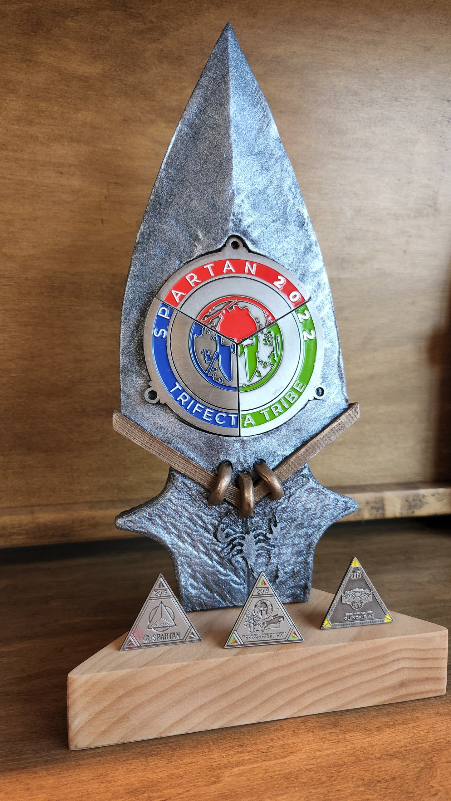 Spartan Race Trifecta Spear medal holder for Desk version Finisher medal OCR medal display DEKA FIT Spartan Trail Hurricane Heat