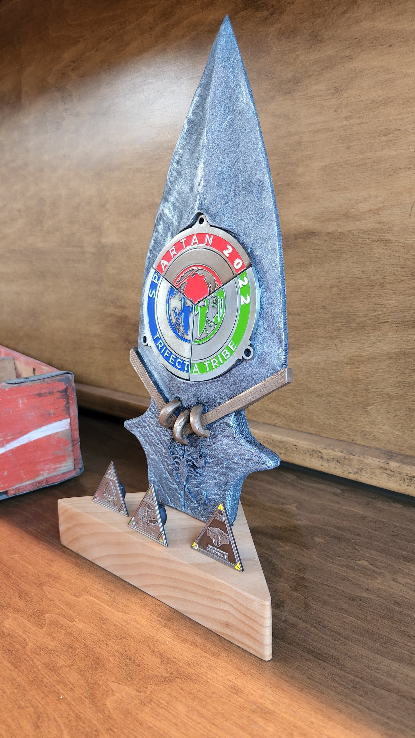 Spartan Race Trifecta Spear medal holder for Desk version Finisher medal OCR medal display DEKA FIT Spartan Trail Hurricane Heat