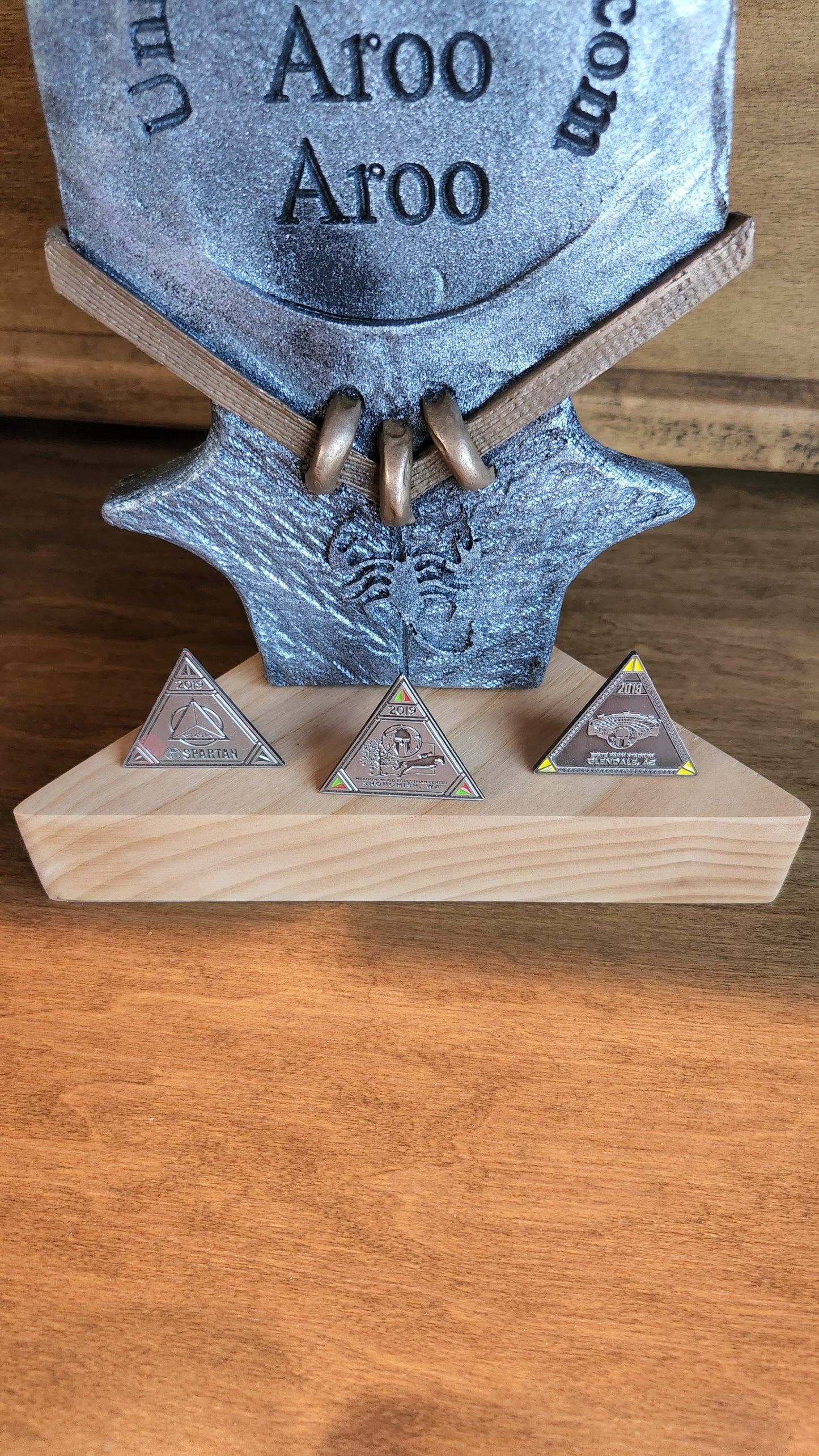 Spartan Race Trifecta Spear medal holder for Desk version Finisher medal OCR medal display DEKA FIT Spartan Trail Hurricane Heat