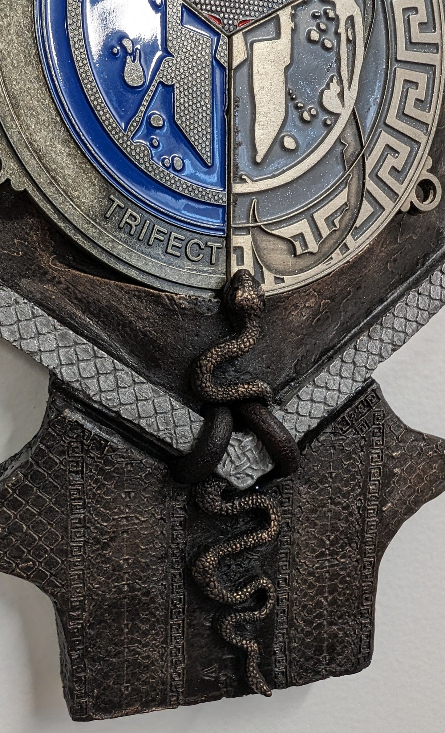 Shown in Bronze 2024 SNAKE DESIGN Spartan Trifecta Medal display