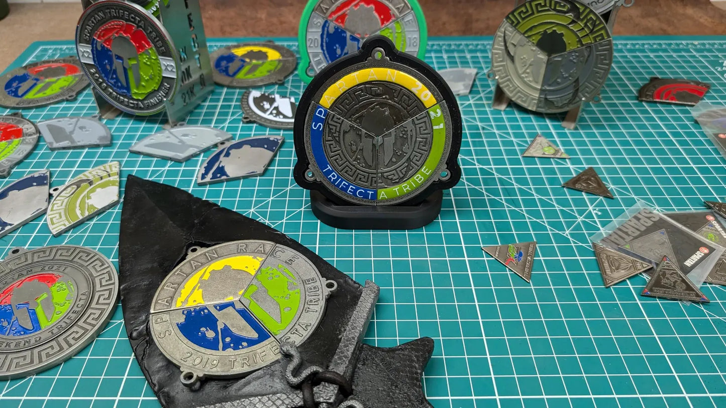 Spartan Trifecta Wedge Holder Desktop Medal Display