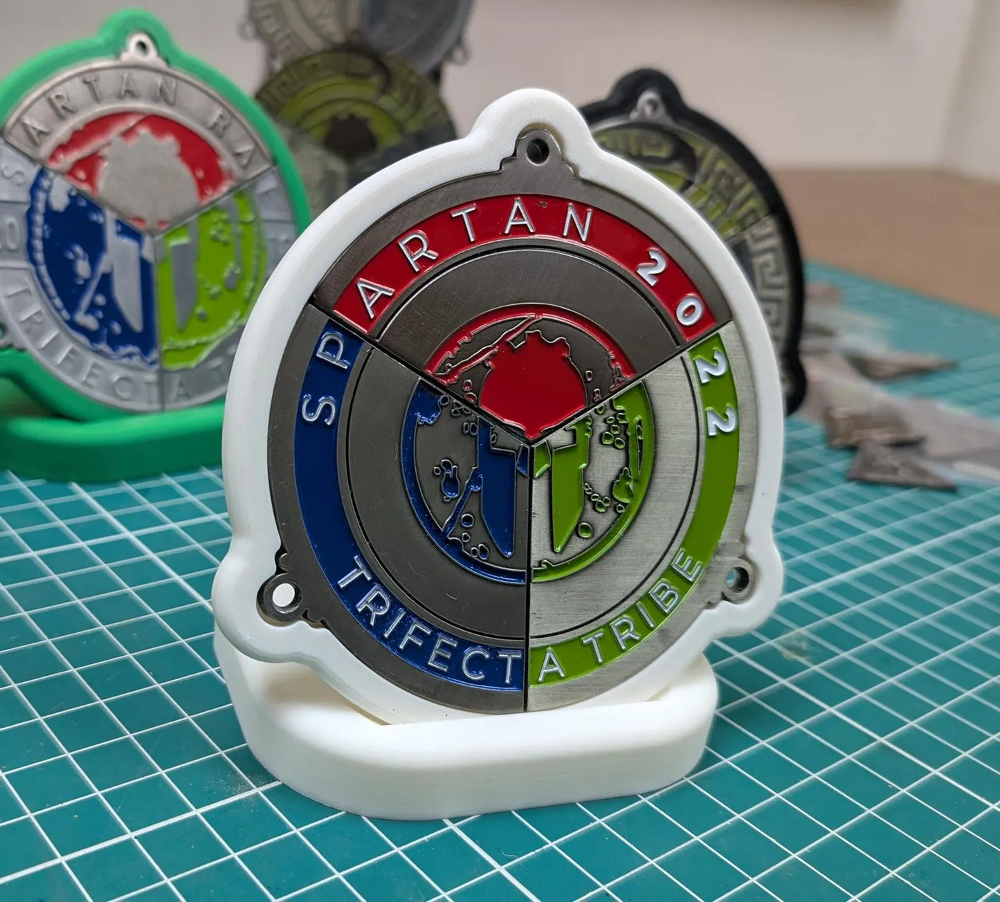 Spartan Trifecta Wedge Holder Desktop Medal Display