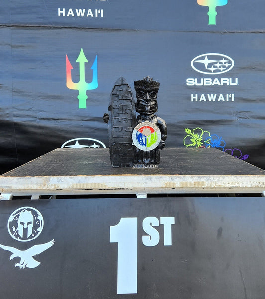 Hawaii  Tropical Spartan Race trifecta weekend medal holder display Tiki